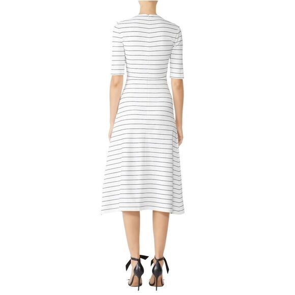 Rosetta Getty Cross Panel Striped Cutout Midi Dress White, Black Size XS - Picture 2 of 12